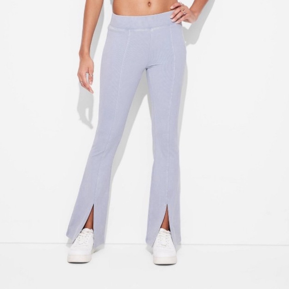 NWT Women’s Wild Fable High Waisted Ribbed Flare Pants Size Small Blue